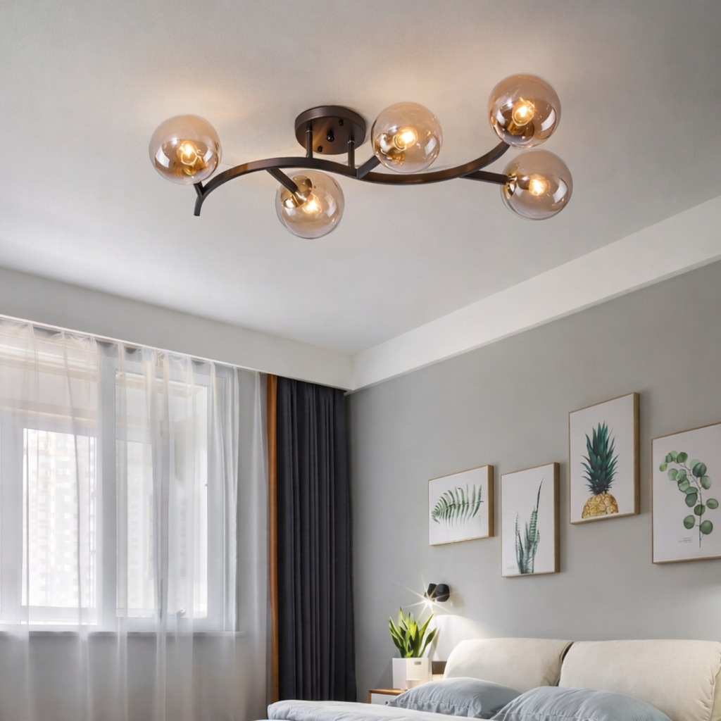 Plafonnier globe en verre – FLORA — Plafonnier LED Design Multi-Têtes