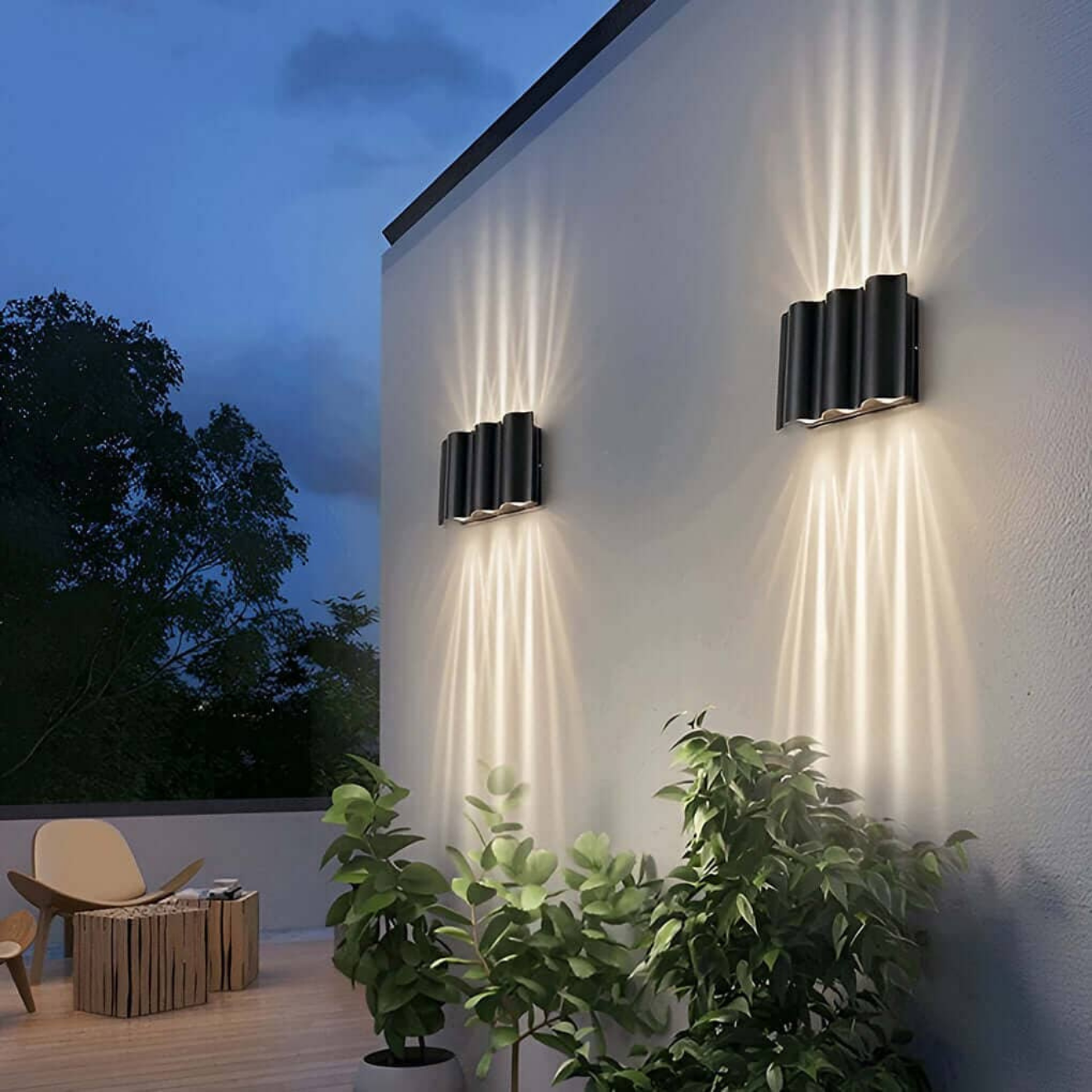 Applique murale extérieure en aluminium – LED – ONDINE — Applique Murale Extérieure LED Ondulée