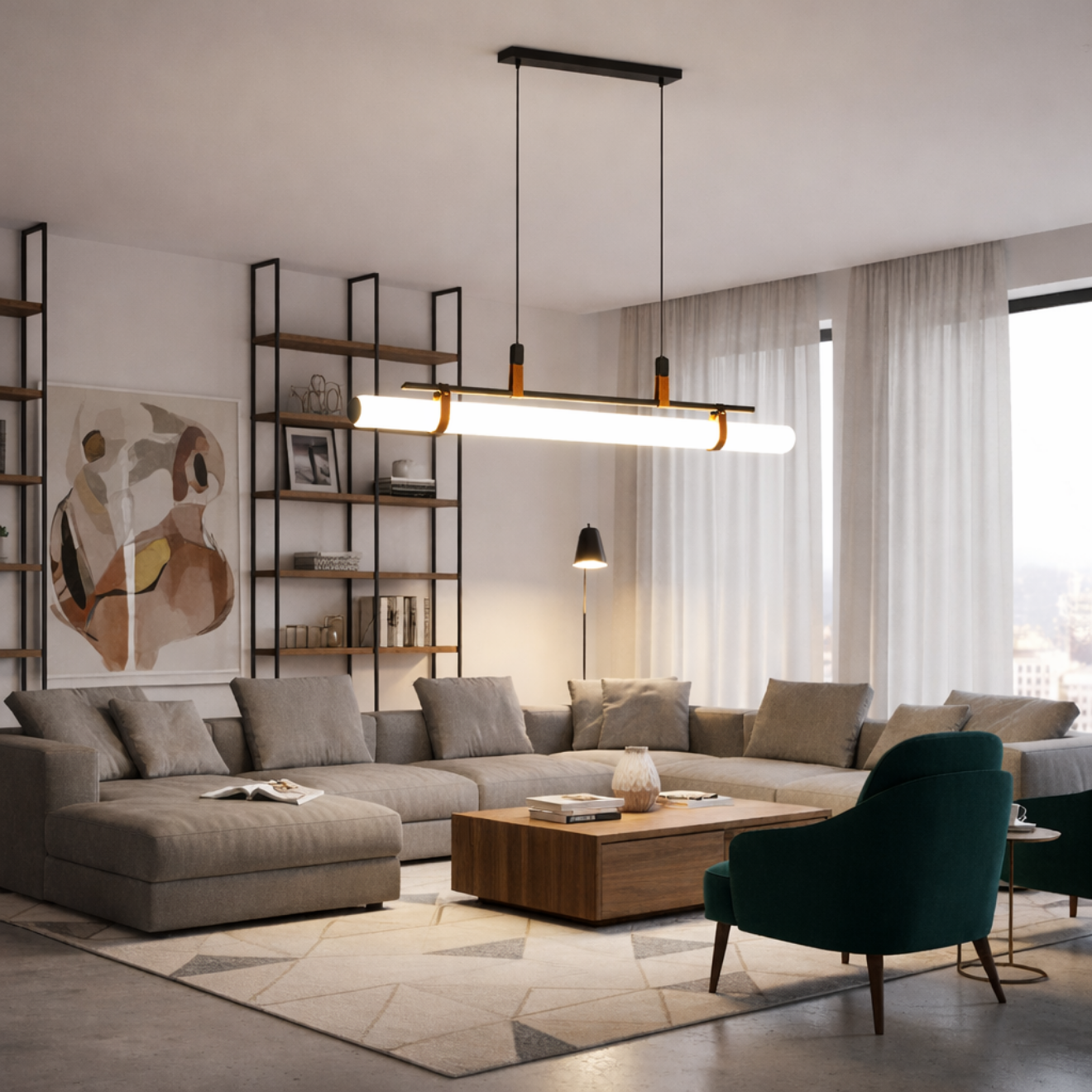 Lustre arc en métal – LED – ORBITE — Lustre LED Moderne