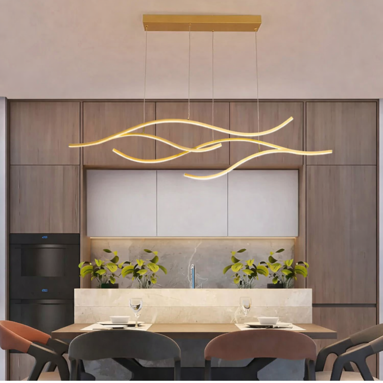 Suspension luminaire vague – LED – VAGUE — Suspension LED Ondulée