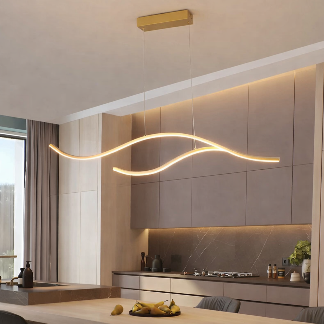 Suspension luminaire vague – LED – VAGUE — Suspension LED Ondulée