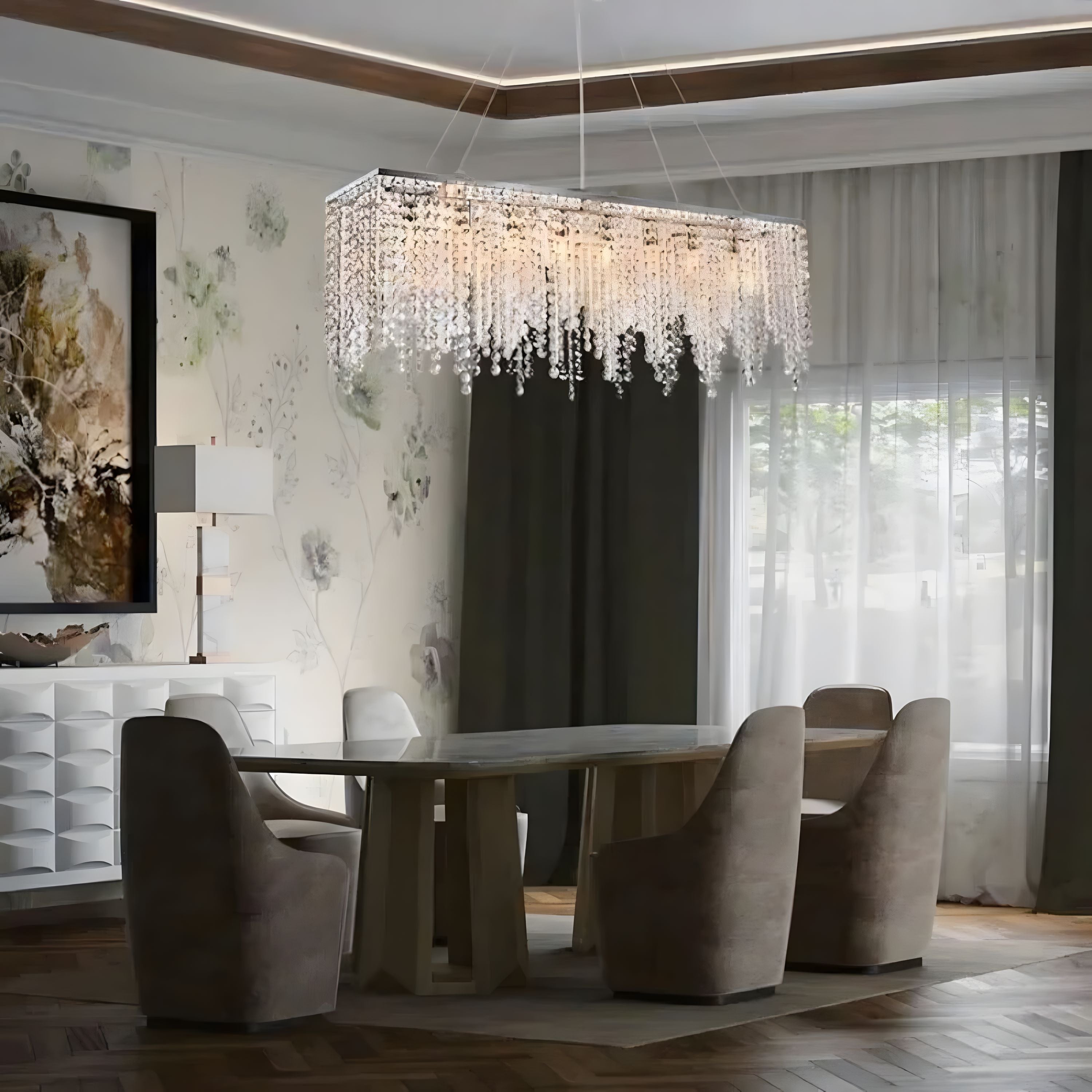Lustre LED en Cristal Géométrique 4